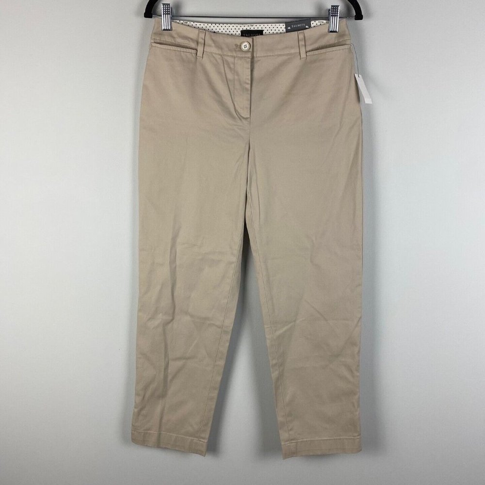 Talbots Perfect Crop Pants Womens 2 Beige Slim Leg